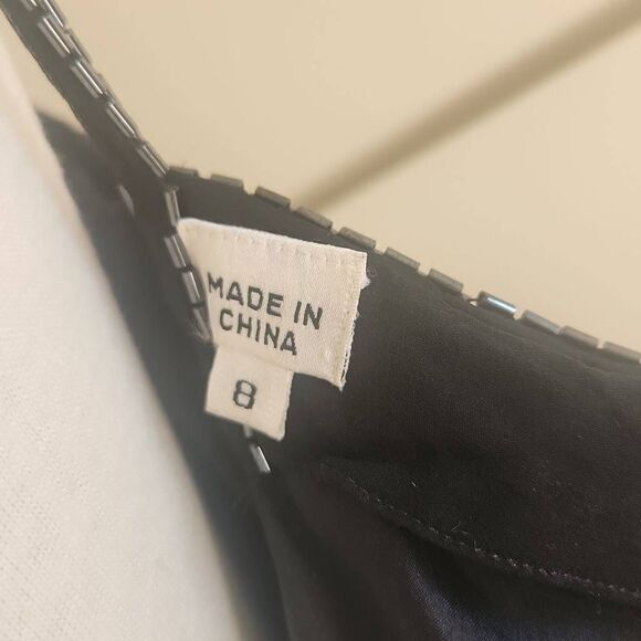 VTG. Oleg Cassini Blk.Beaded Cocktail Dress, Sz. 8 - Picture 10 of 13